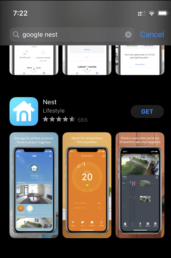 Google Nest Aware App on iPhone